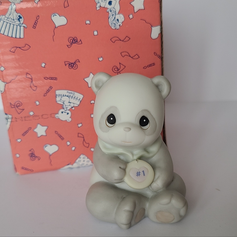 Vintage Precious Moments Panda Heart Birthday Collectible Porcelain Figurine